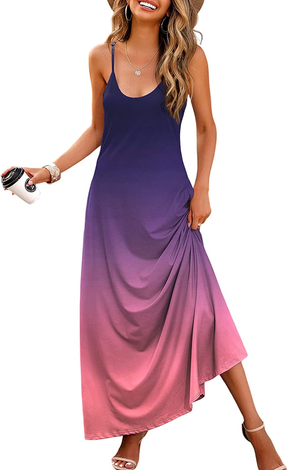 230816043613596_1 Wolddress Womens Casual Sleeveless Plus Size Loose Plain Long Maxi Dress with Pocket - Image 1
